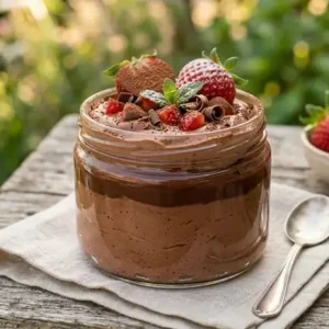 Mousse de Chocolate com Morango